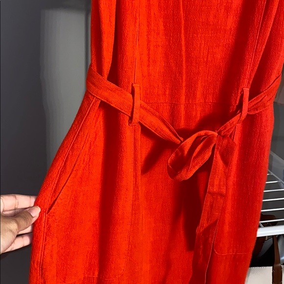 Red Dress with tie around belt - Picture 2 of 4